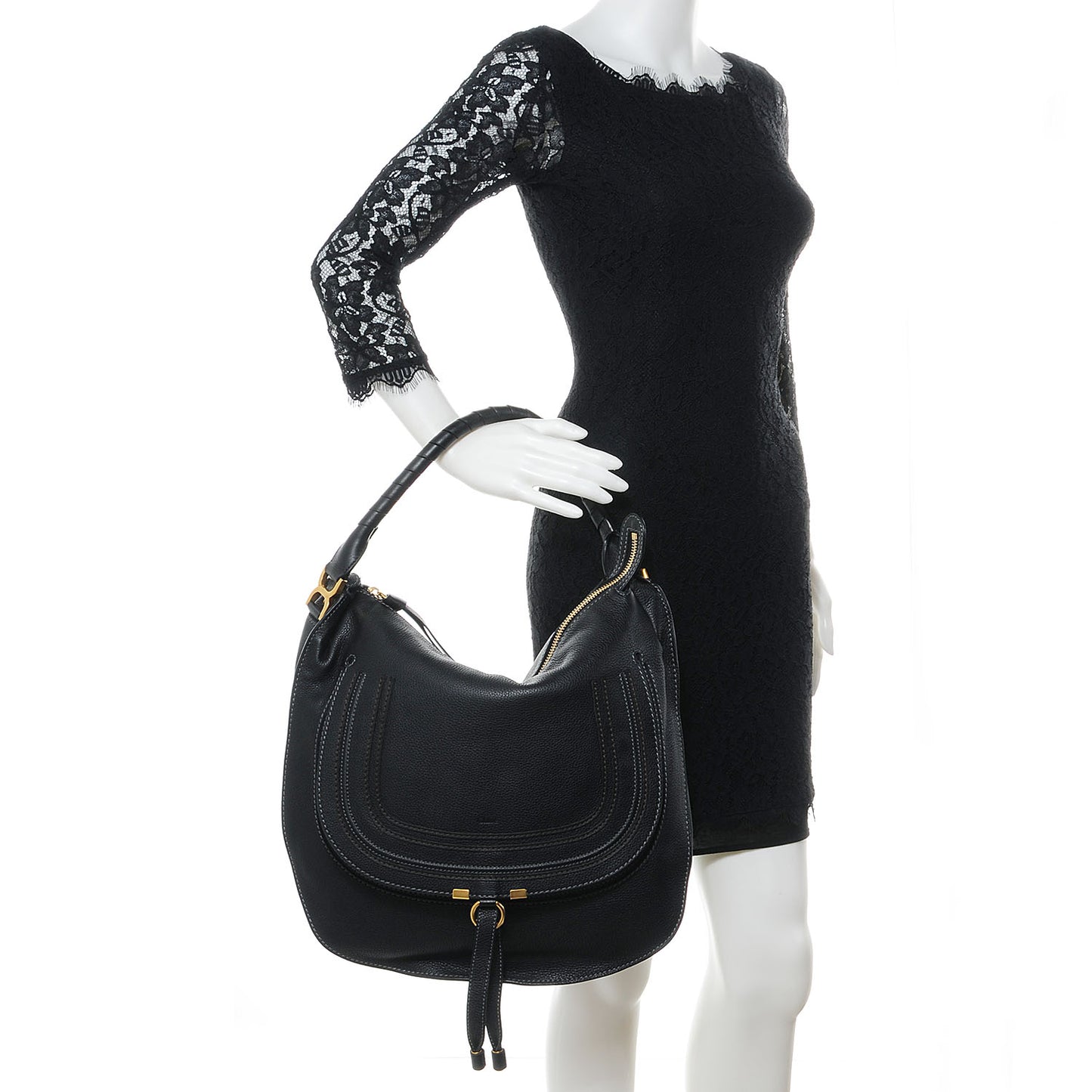 Calfskin Large Marcie Hobo Black