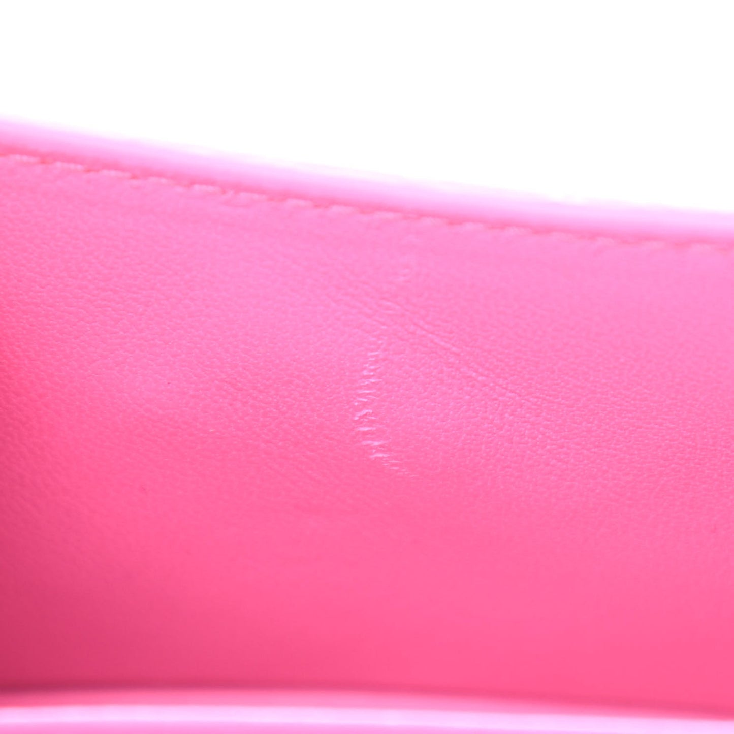 Shiny Calfskin Crocodile Embossed Hourglass Top Handle Bag Mini with Chain Neon Pink