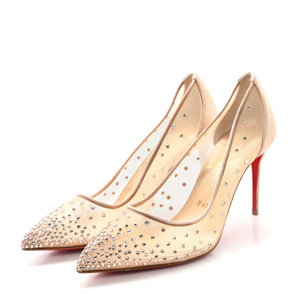 Christian Louboutin Suede Lame Crystal Strass Follies 85 Pumps 37.5 Light Silk 4 of 9