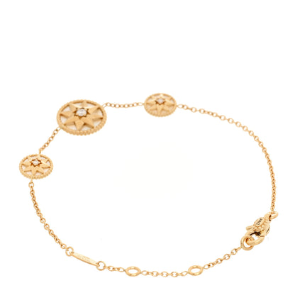 Christian Dior 18K Yellow Gold Diamond Mother of Pearl Rose Des Vents 3-Station Bracelet 2 of 6