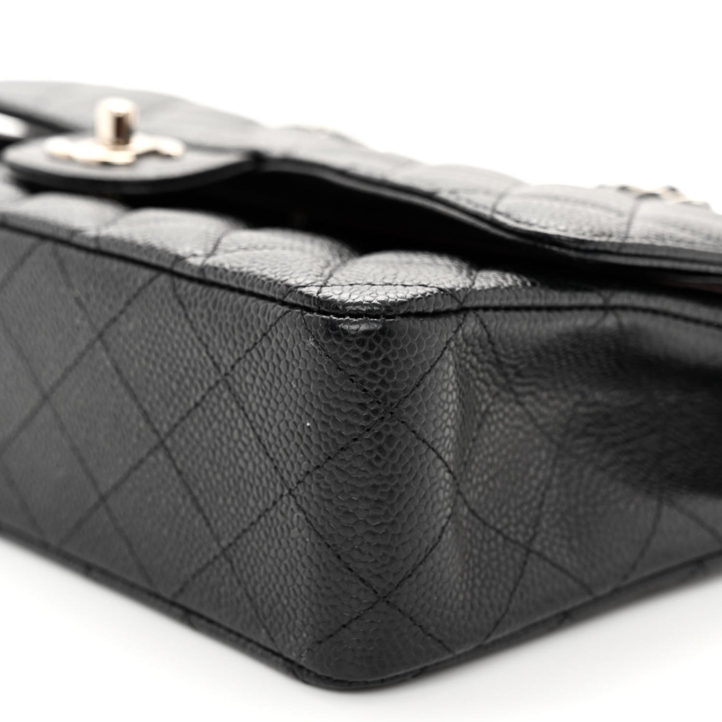 Caviar Quilted Medium Double Flap Black