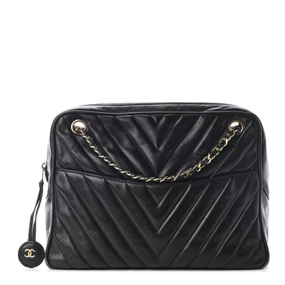 Chanel Lambskin Surpique Chevron Small Tote Black 1 of 10