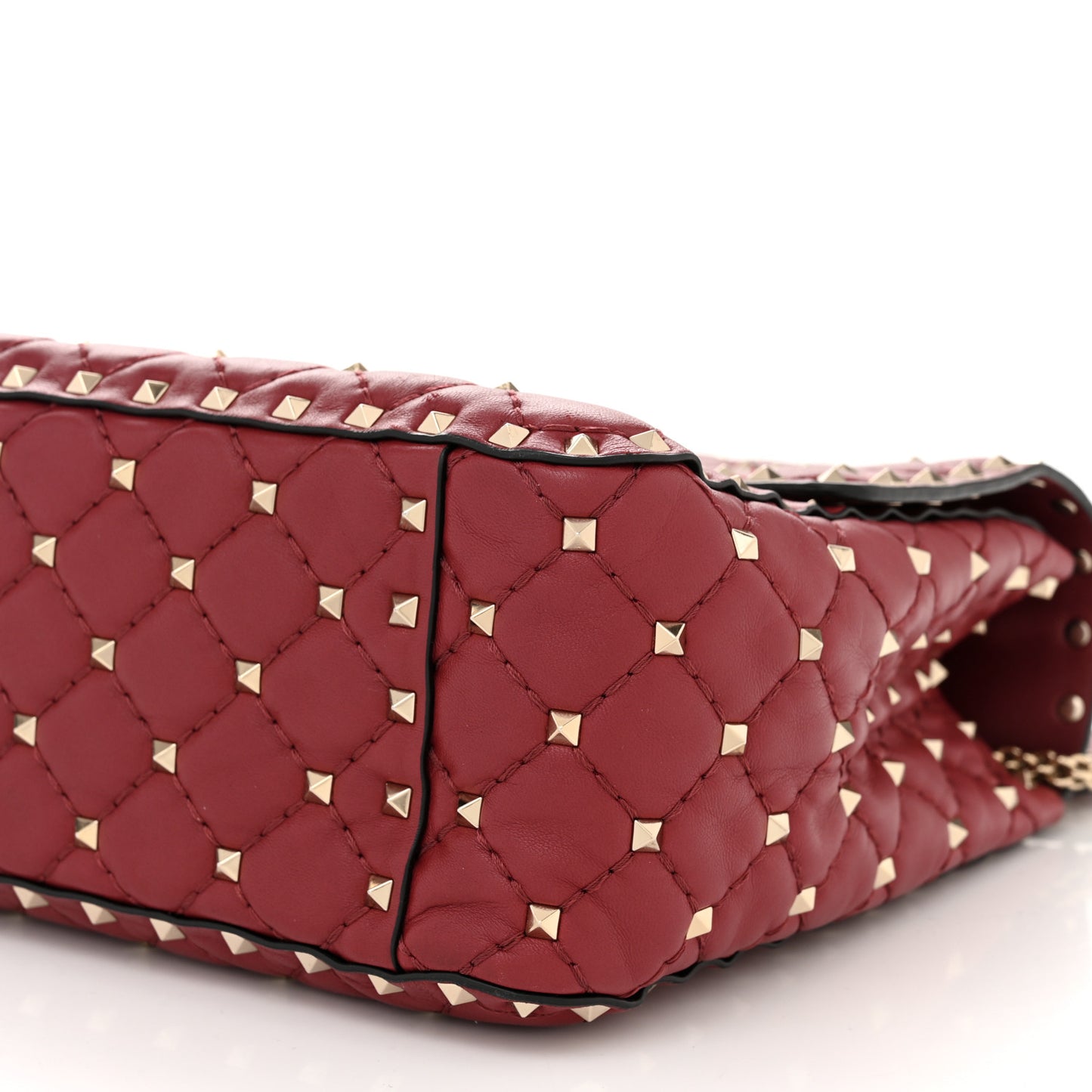 Nappa Large Rockstud Spike Shoulder Bag Rubino
