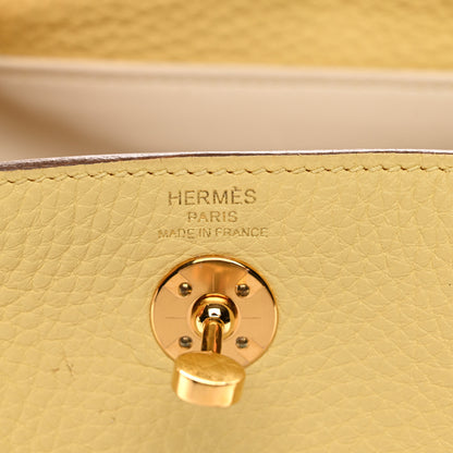 Hermes Taurillon Clemence Verso Mini Lindy 20 Jaune Poussin Craie 6 of 11