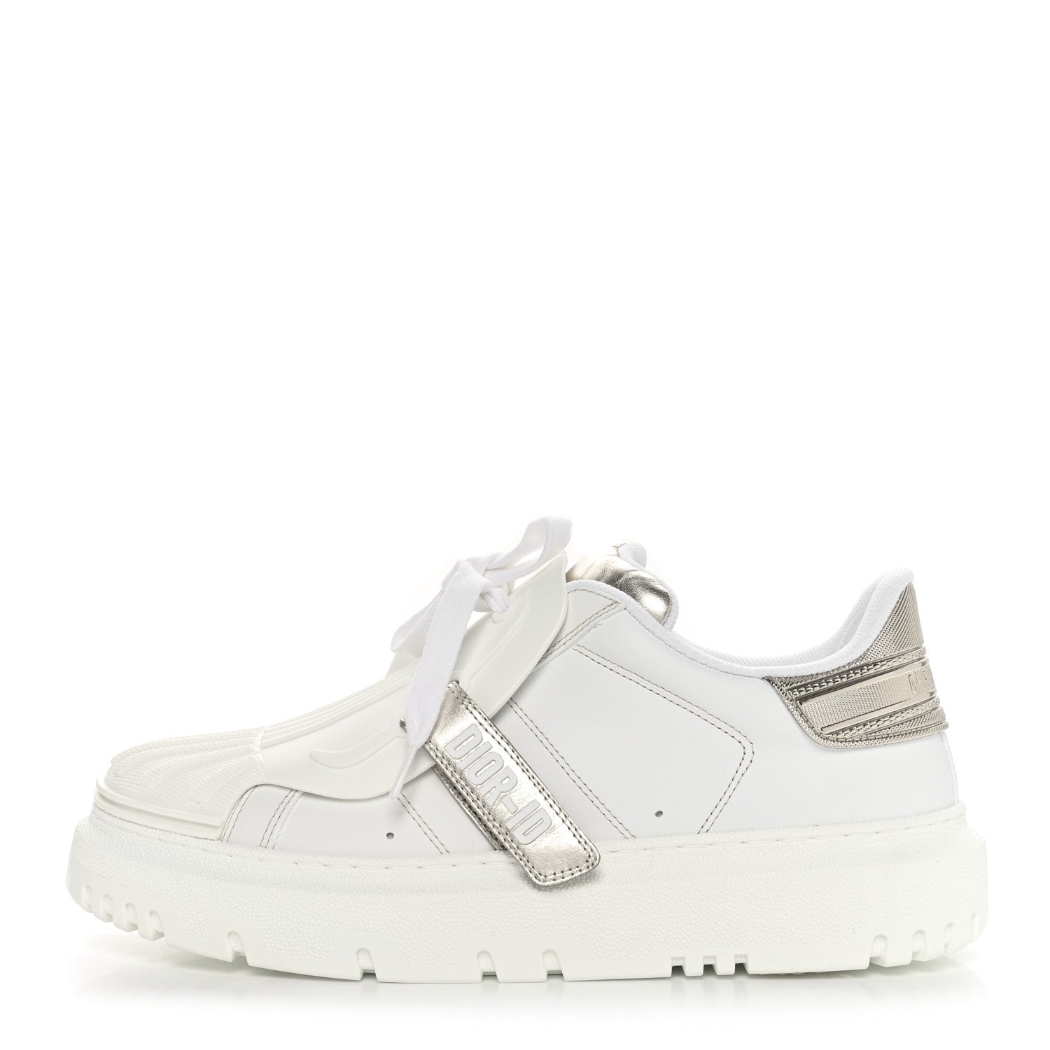Christian Dior Laminated Calfskin Bi-Color Dior-ID Platform Sneakers 39.5 White Gold 1 of 8