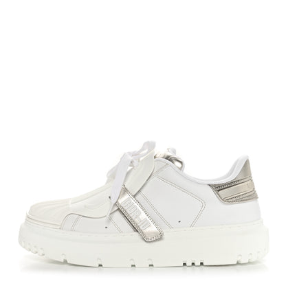 Christian Dior Laminated Calfskin Bi-Color Dior-ID Platform Sneakers 39.5 White Gold 1 of 8