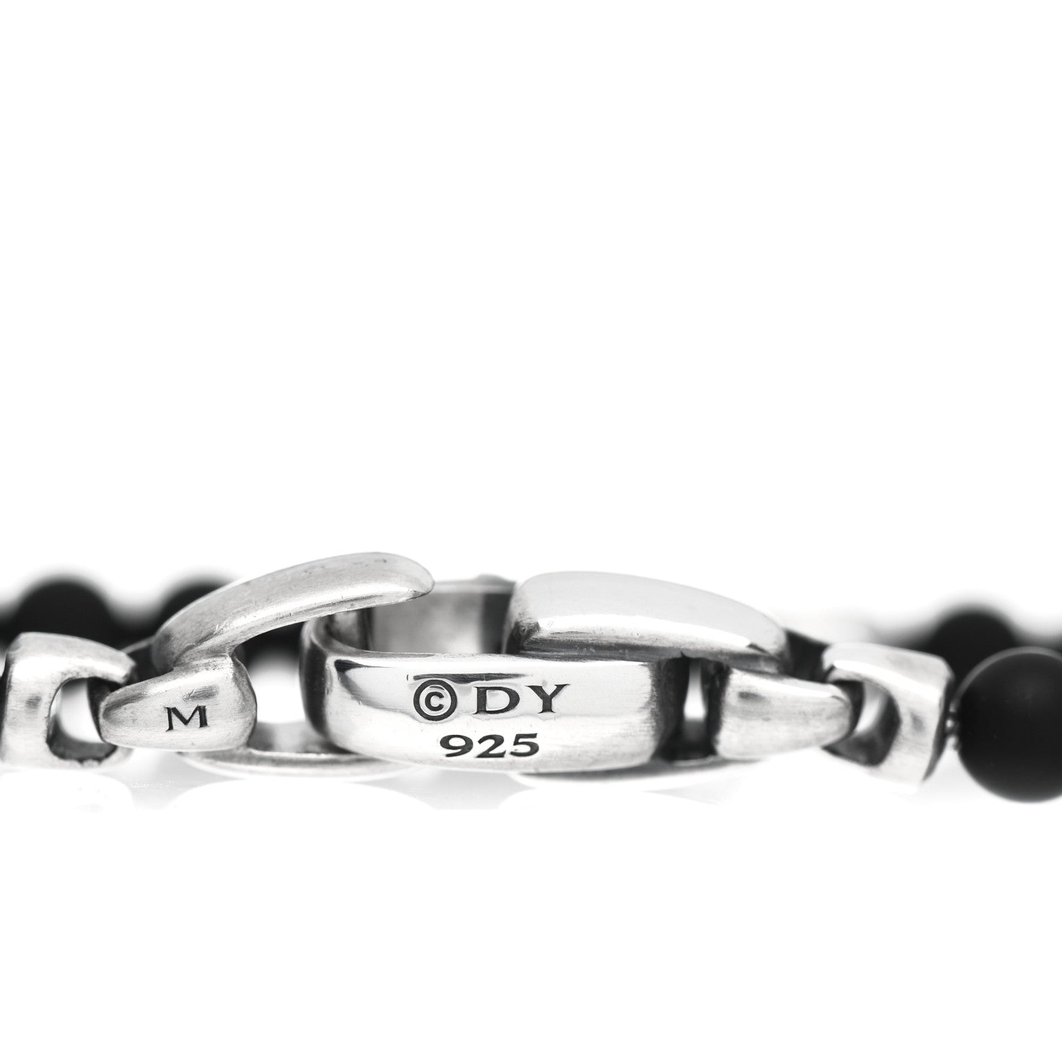 David Yurman Sterling Silver Black Onyx Blue Sapphire 4mm Spiritual Beads Evil Eye Bracelet 4 of 4