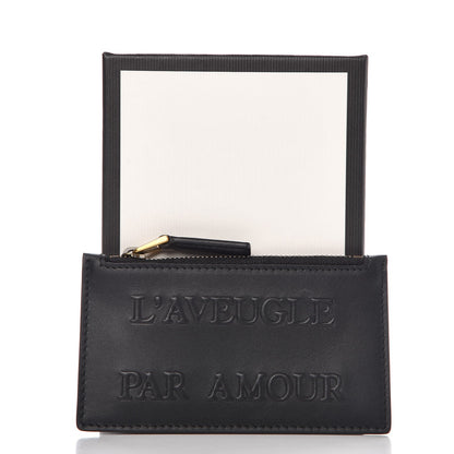 Gucci Calfskin L'Aveugle Par Amour Embossed Coin Case Card Holder Black 8 of 16
