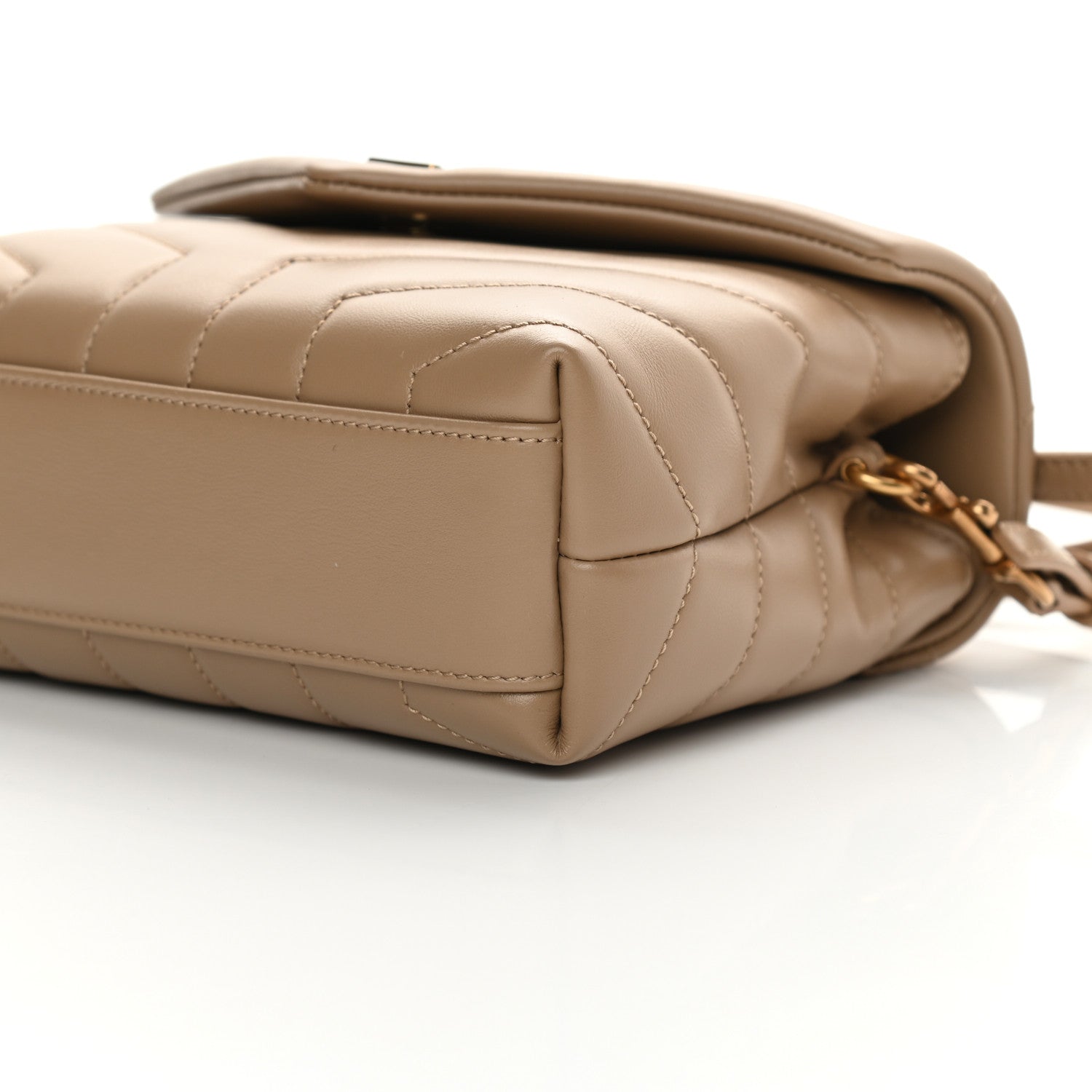 Saint Laurent Calfskin Y Quilted Monogram Toy Loulou Crossbody Bag Dark Latte 10 of 12