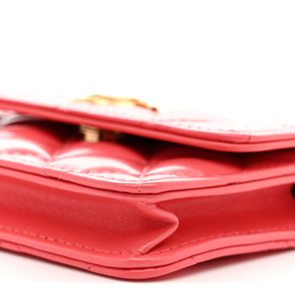 Chanel Shiny Lambskin Quilted Card Holder On Chain Pink 10 of 10