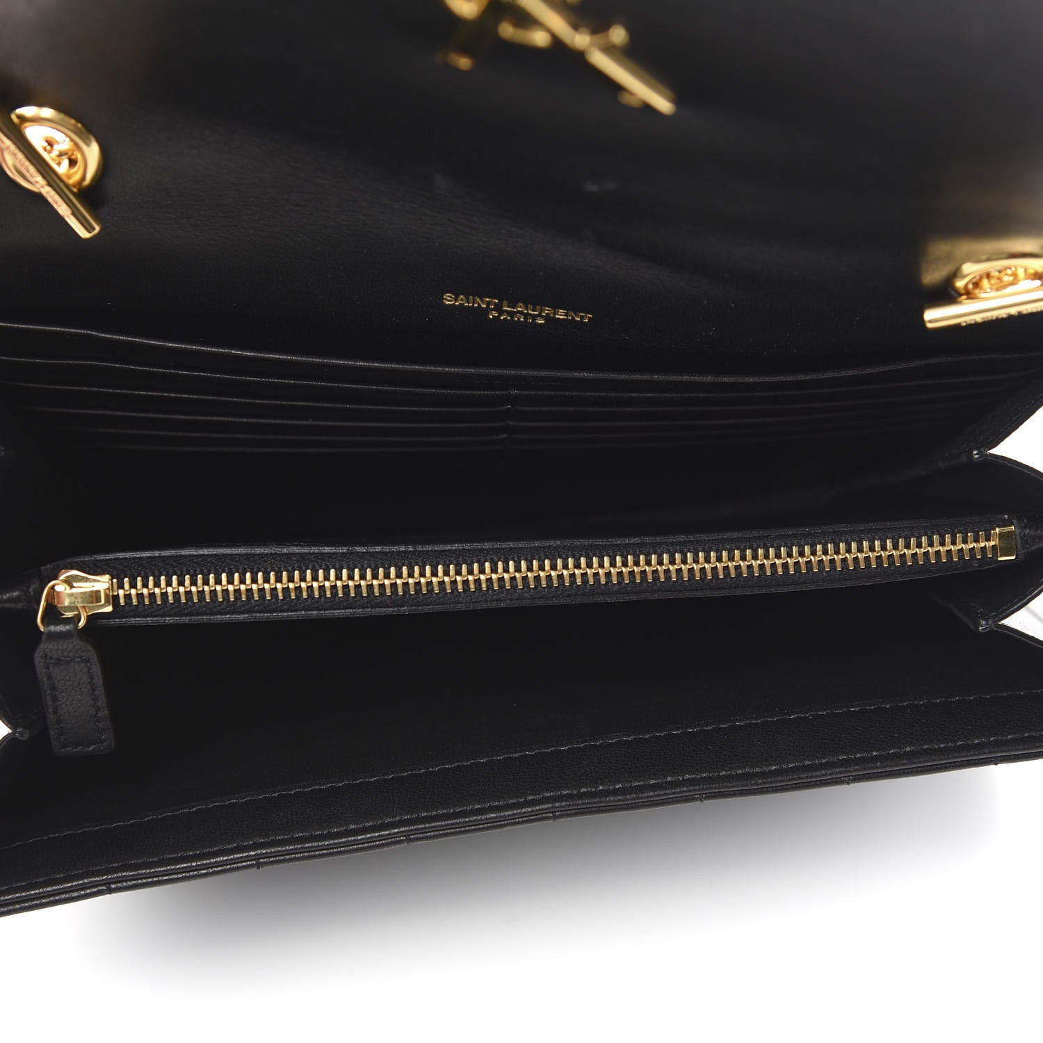 Saint Laurent Lambskin Matelasse Monogram Vicky Chain Wallet Black 5 of 11