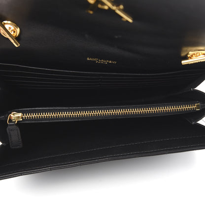 Saint Laurent Lambskin Matelasse Monogram Vicky Chain Wallet Black 5 of 11