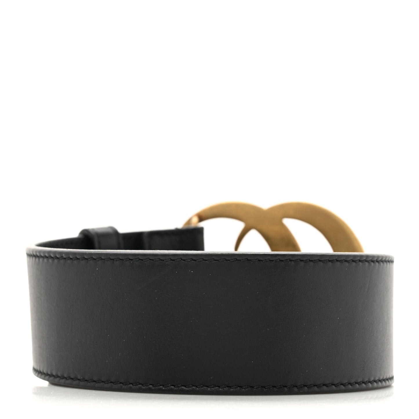 Moon Calfskin Pearl Double G 40mm Belt 90 36 Black Cream