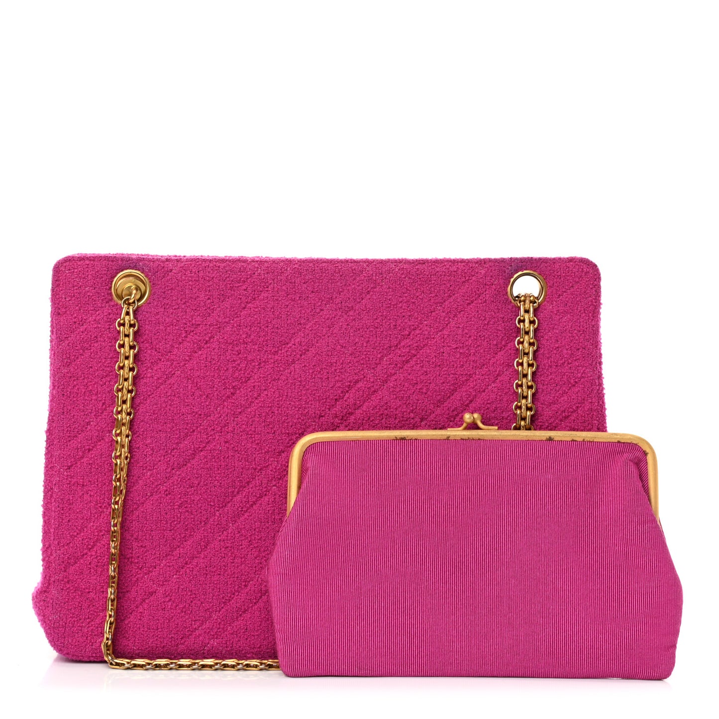 Wool Quilted Shoulder Bag Pink