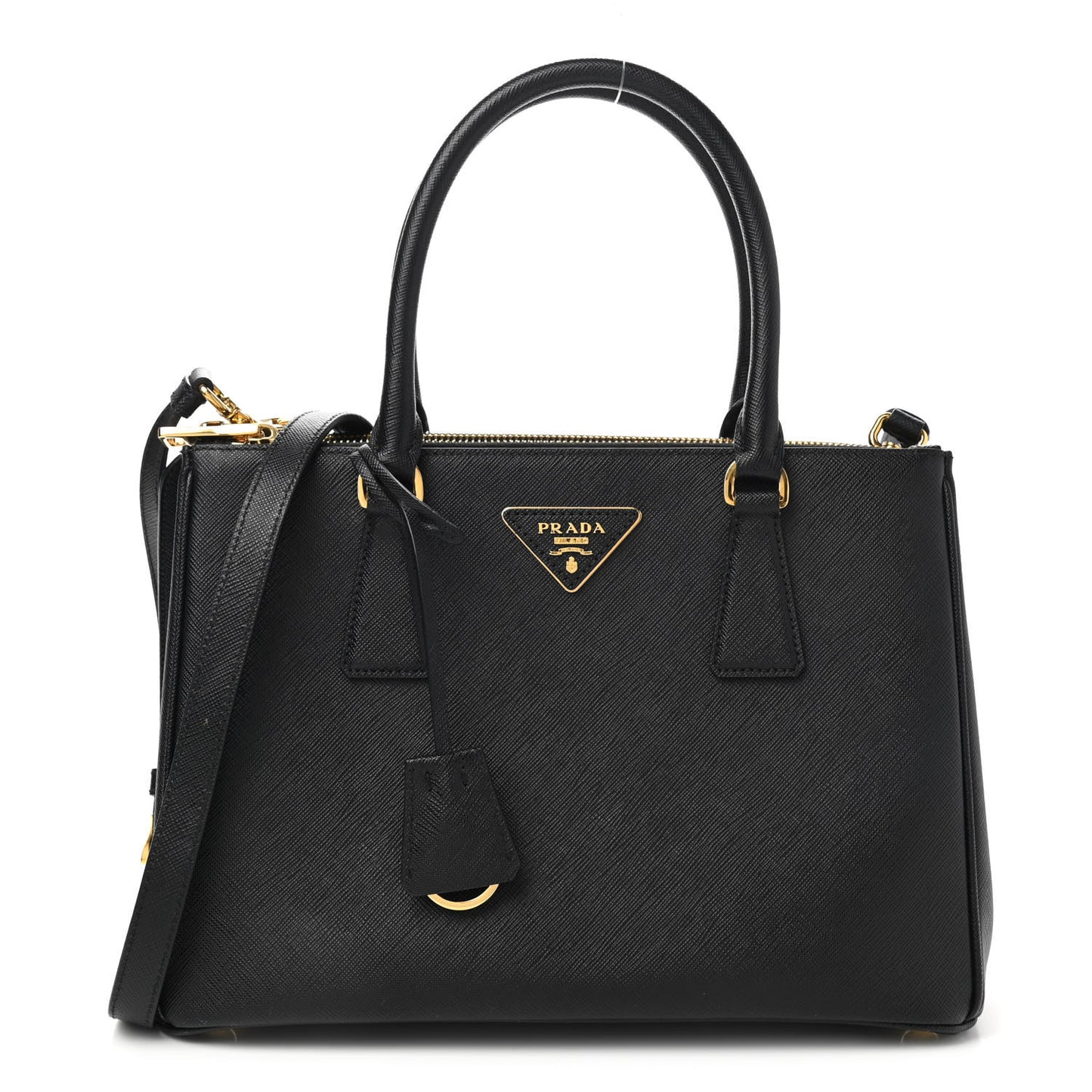 Saffiano Small Galleria Double Zip Tote Black