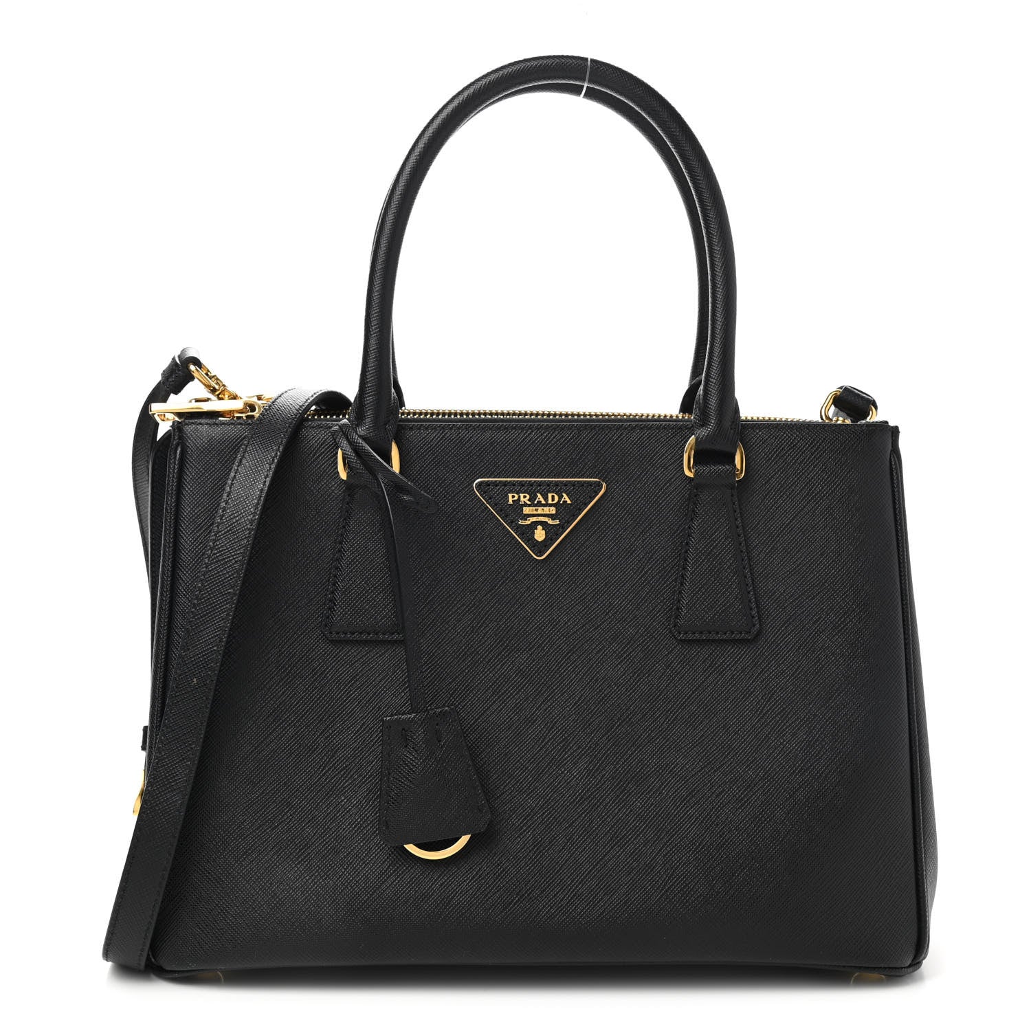 Prada Saffiano Small Galleria Double Zip Tote Black 1 of 11