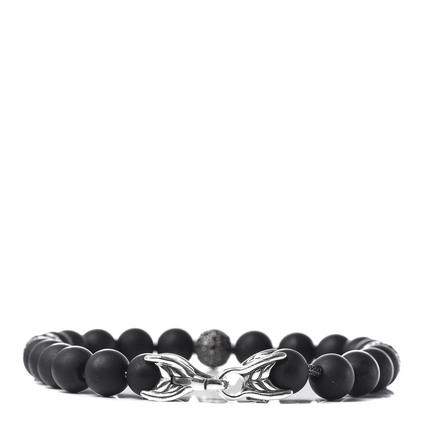 Sterling Silver Black Diamond Onyx 8mm Spiritual Beads Bracelet