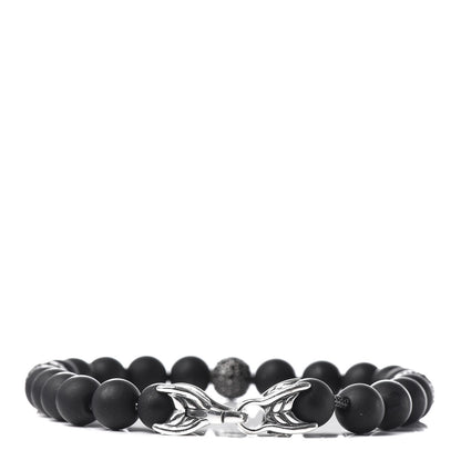 David Yurman Sterling Silver Black Diamond Onyx 8mm Spiritual Beads Bracelet 3 of 4