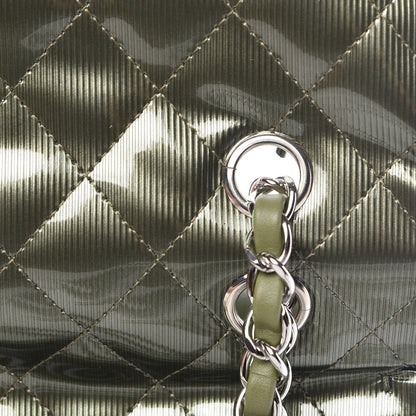 Chanel Striated Patent Quilted Medium Double Flap Green 12 of 14