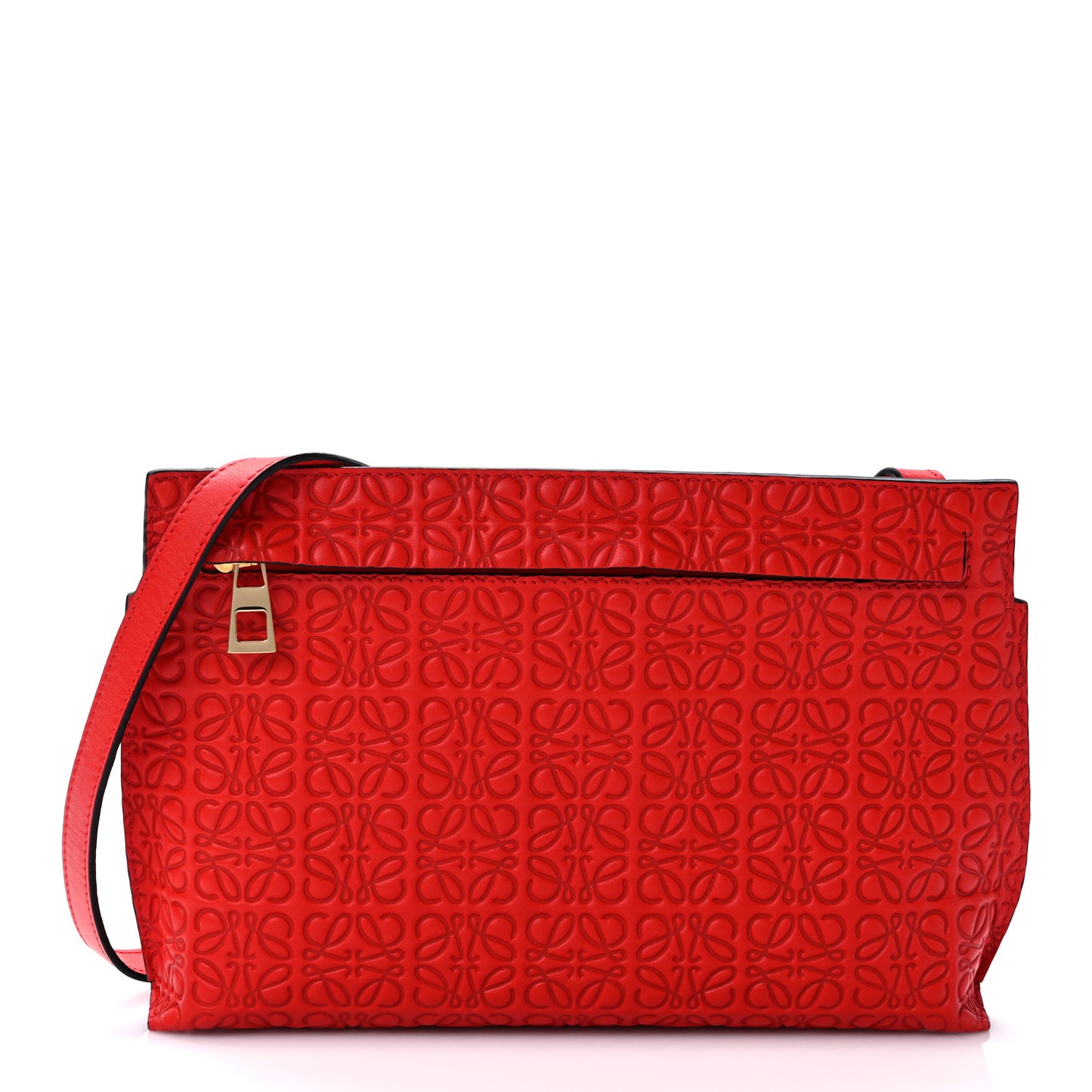 Calfskin Embossed Mini Repeat T Crossbody Bag Red