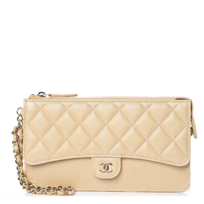 Chanel Iridescent Caviar Quilted Classic Pouch With Handle Beige 1 of 9