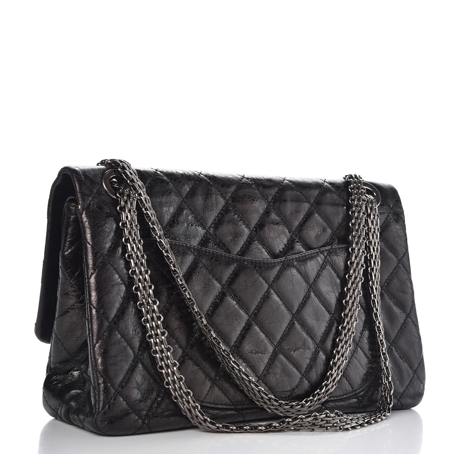 Chanel Metallic Aged Calfskin Quilted 2.55 Reissue 228 Flap Black 4 of 10