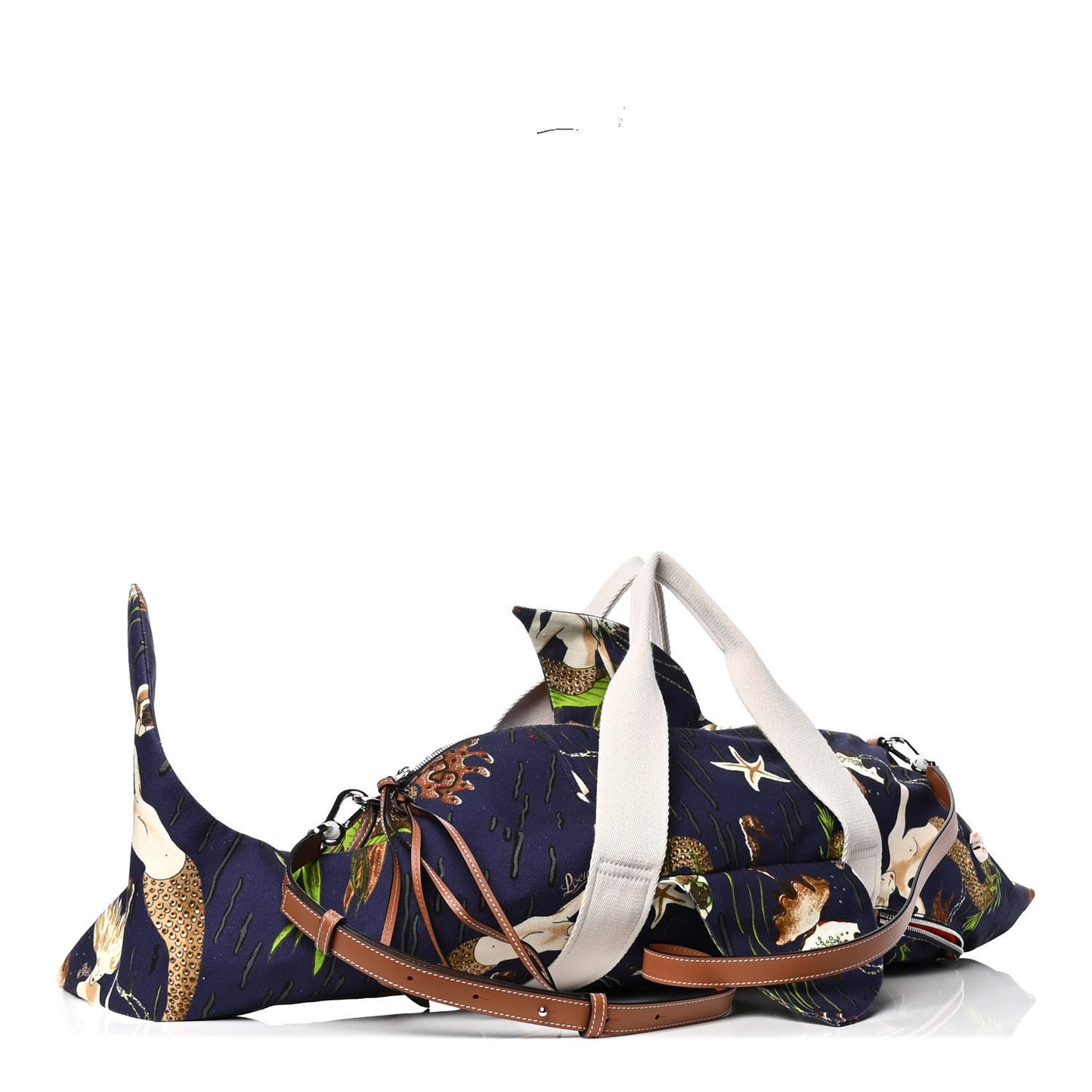Canvas Calfskin Mermaid Print Paulas Ibiza Shark Holdall Navy Multicolor