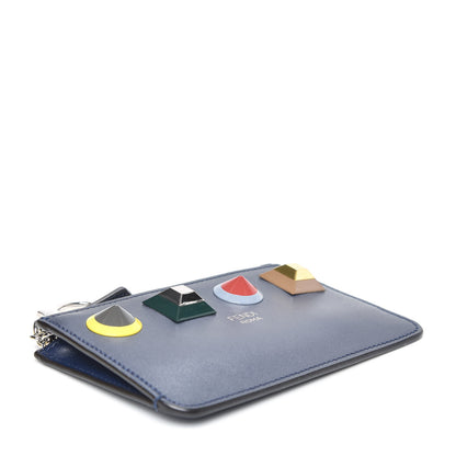 Fendi Vitello Liberty Studded Coin Pouch Key Case Blueberry Multicolor 4 of 8