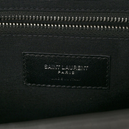 Saint Laurent Grain De Poudre Textured Mixed Matelasse Large Triquilt Monogram Satchel Earth 8 of 10
