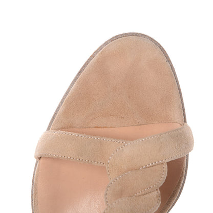 Hermes Suede Goatskin Twisted T Strap Sandals 37 Nude 10 of 12