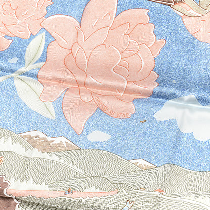 Hermes Silk Ivresse Au Vent Scarf 70 Bleu Azur Saumon 5 of 5