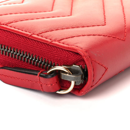 Gucci Calfskin Matelasse GG Marmont Zip Around Wallet Hibiscus Red 7 of 8