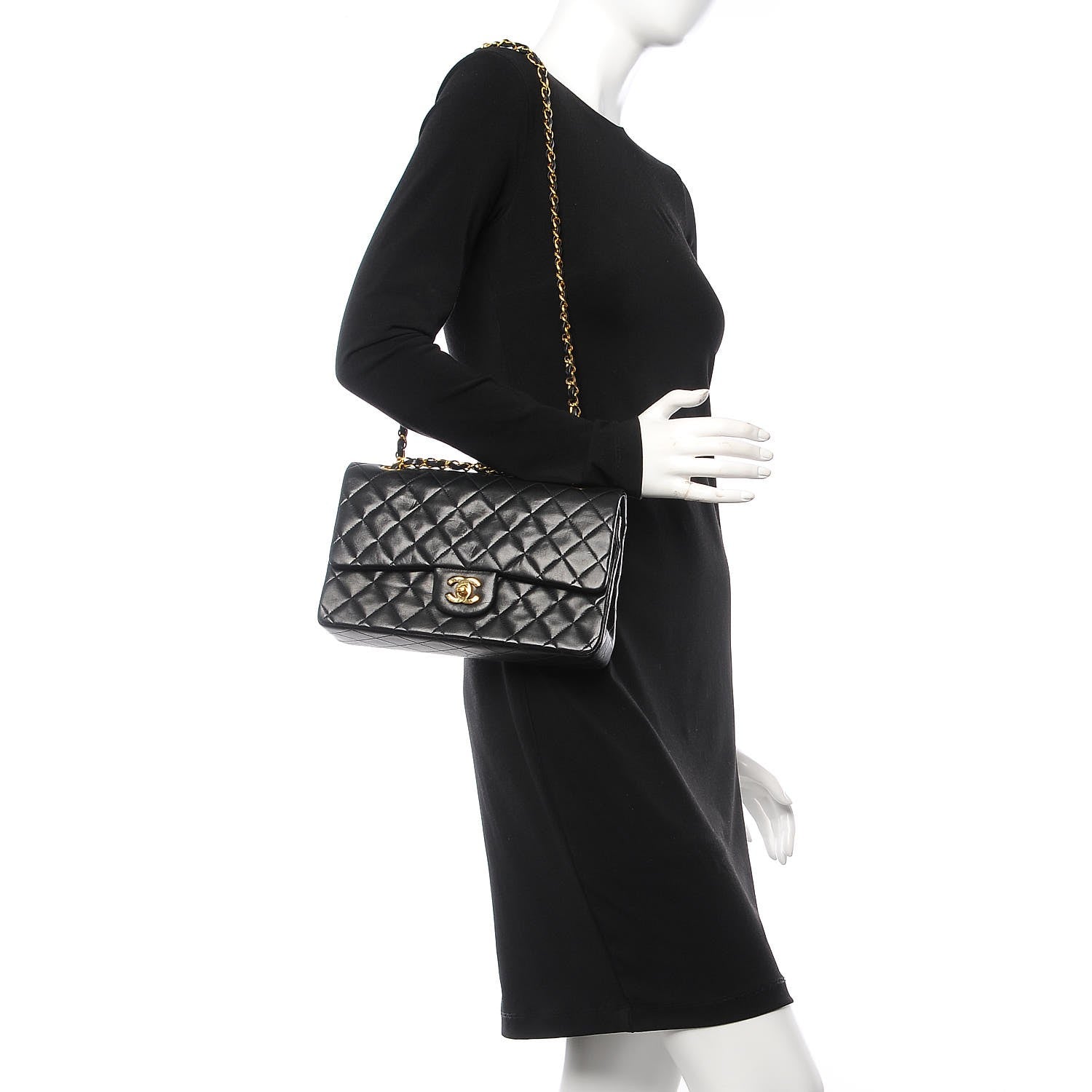 Chanel Lambskin Quilted Medium Double Flap Black 3 of 16