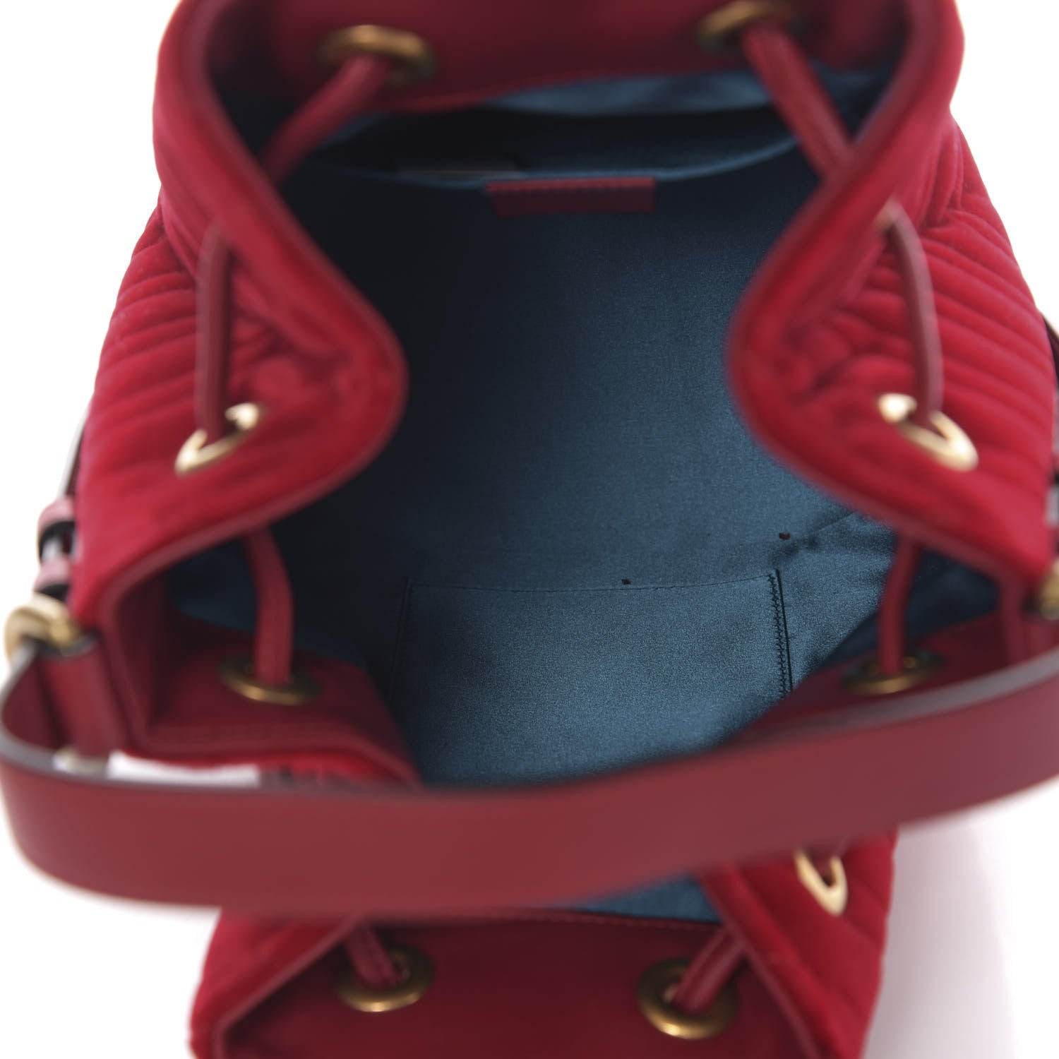 Gucci Velvet Matelasse GG Marmont Bucket Bag Hibiscus Red 4 of 9