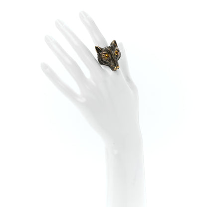 Gucci Crystal Fox Ring 6.25 Aged Gold 2 of 7