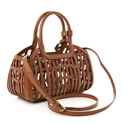 Miu Miu Calfskin Logo Basket Bag Cognac 4 of 11