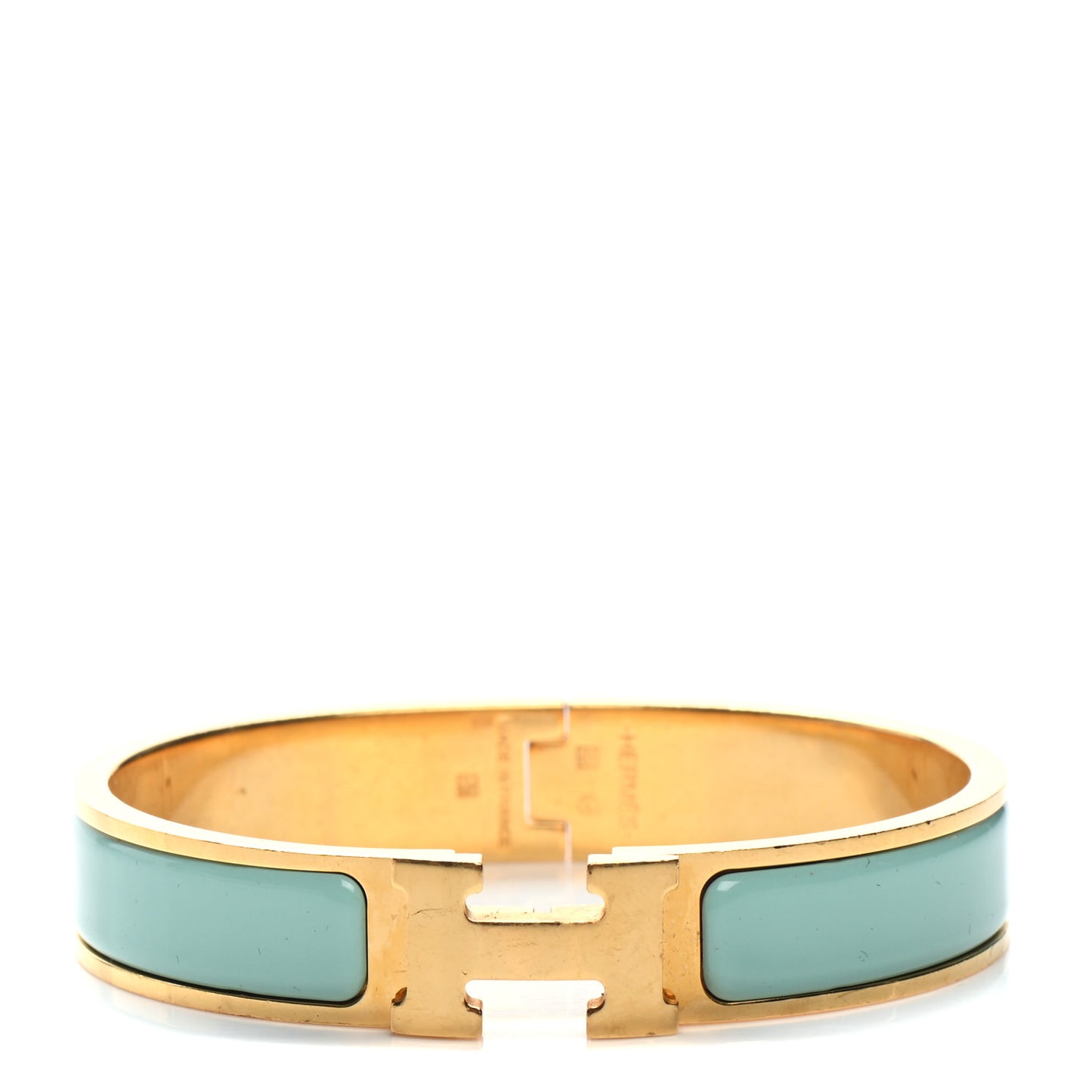 Enamel Narrow Clic Clac H Bracelet GM Vert Aqua