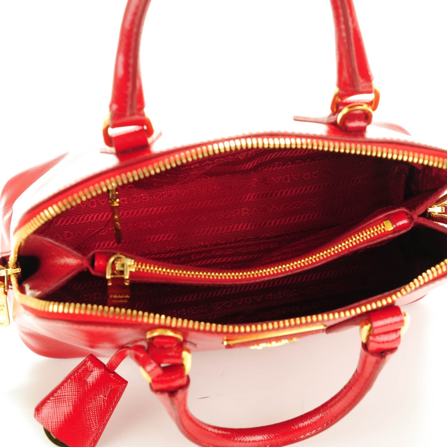 Saffiano Vernice Mini Promenade Tote Rosso