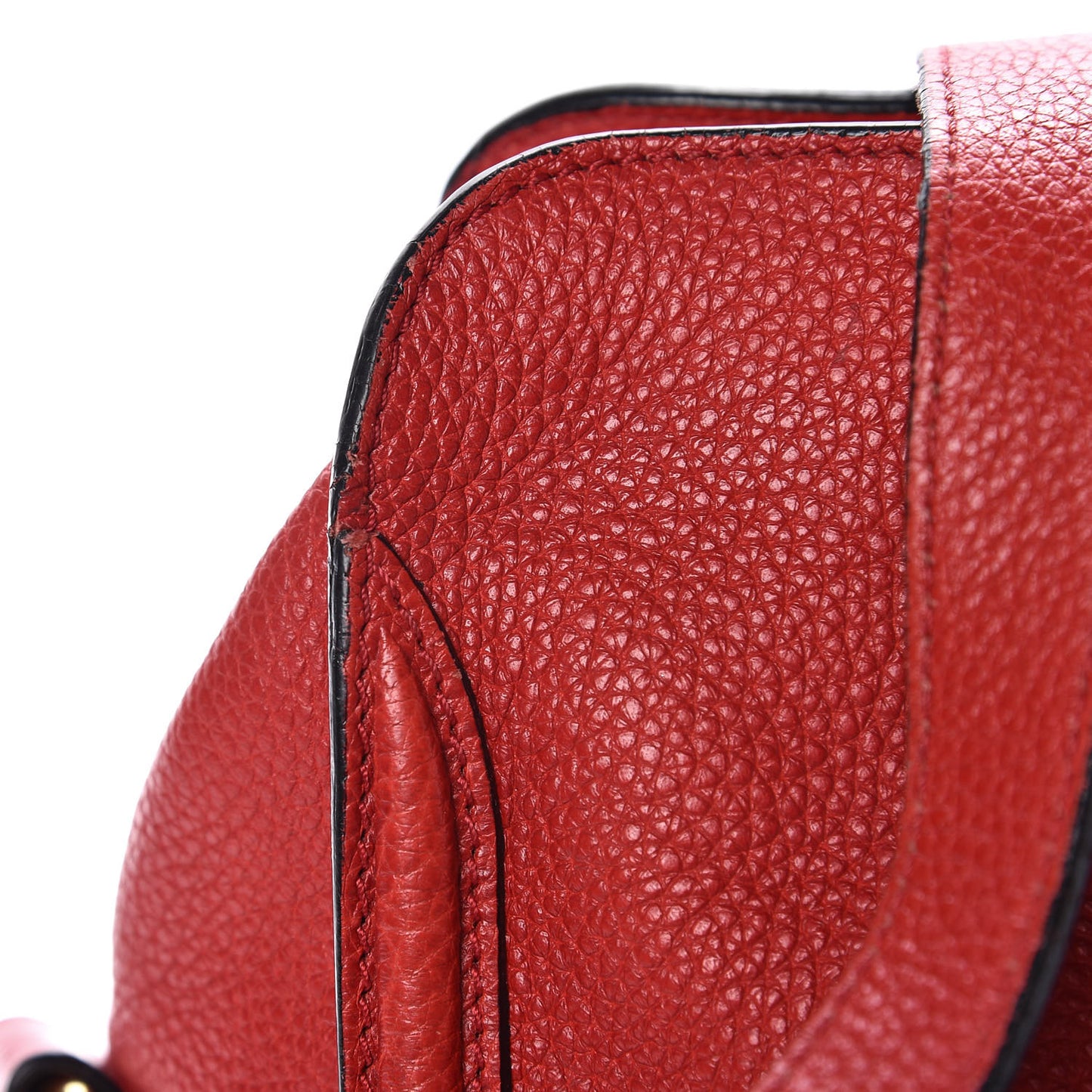 Pebbled Calfskin Small Skull Padlock Zip Around Tote Red