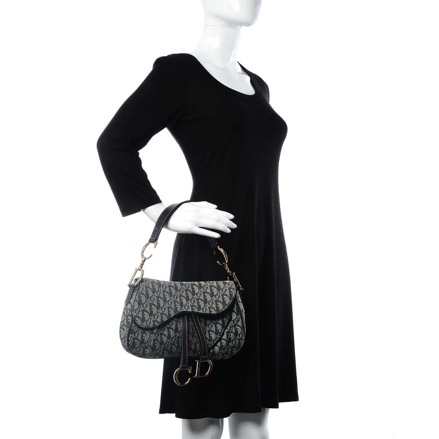 Monogram Double Saddle Bag Navy Blue