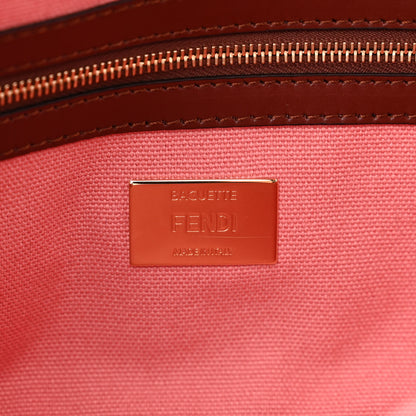 Fendi Canvas Vitello King FF Embroidered Baguette Rosa Praline 6 of 9