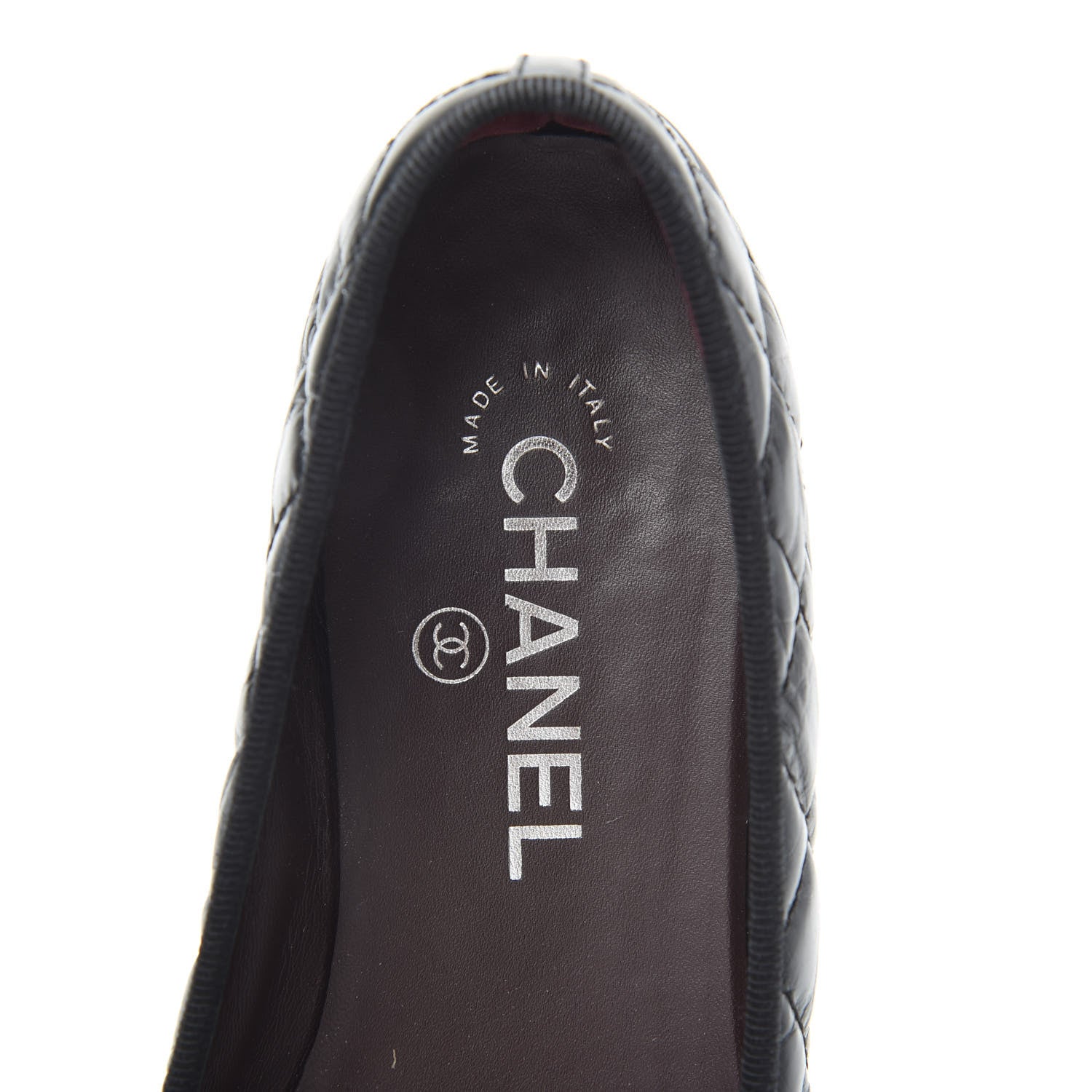 Chanel Aged Calfskin Quilted CC Cap Toe Ballerina Flats 37 Black 5 of 7
