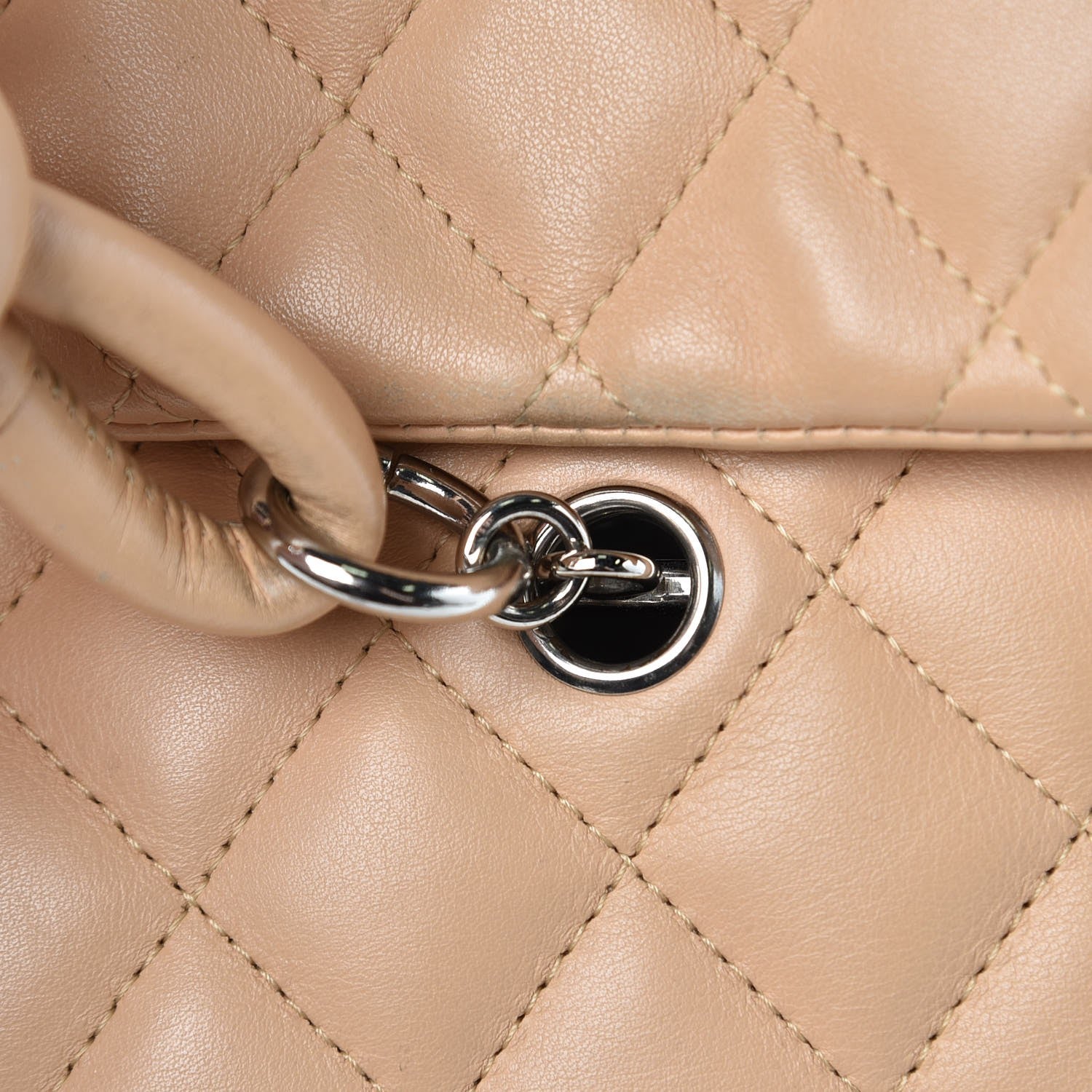 Chanel Calfskin Quilted Large Cambon Flap Beige Black 14 of 14