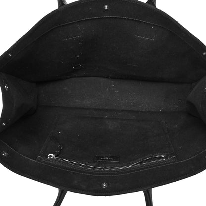 Saint Laurent Linen Calfskin Rive Gauche Tote Black 5 of 10