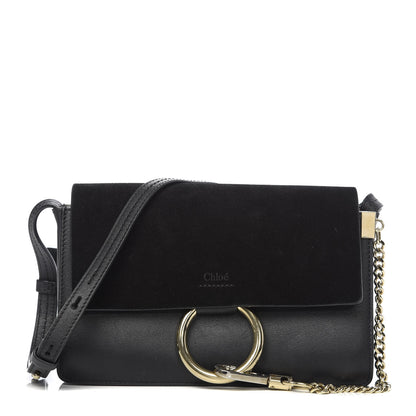 Chloe Suede Calfskin Small Faye Shoulder Bag Black 1 of 10