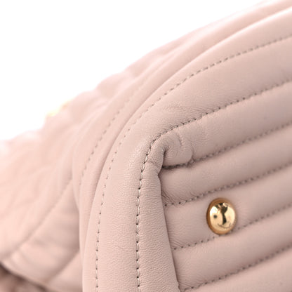 Salvatore Ferragamo Calfskin Chevron Quilted Vara Bow Chain Tote Light Pink 7 of 13