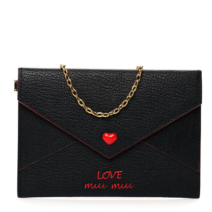 Miu Miu Goatskin Madras Love Wristlet Pouch Black 1 of 7