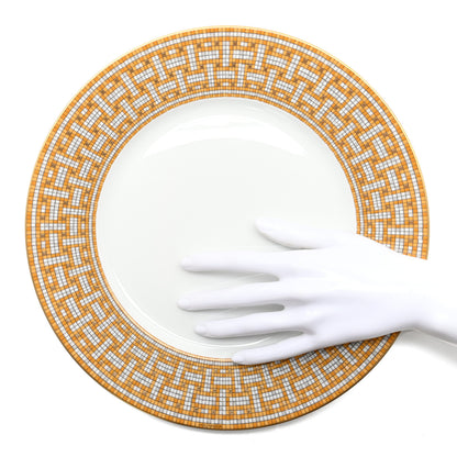Hermes Porcelain Mosaique Au 24 Gold Dinner Plate Set of 2 2 of 5