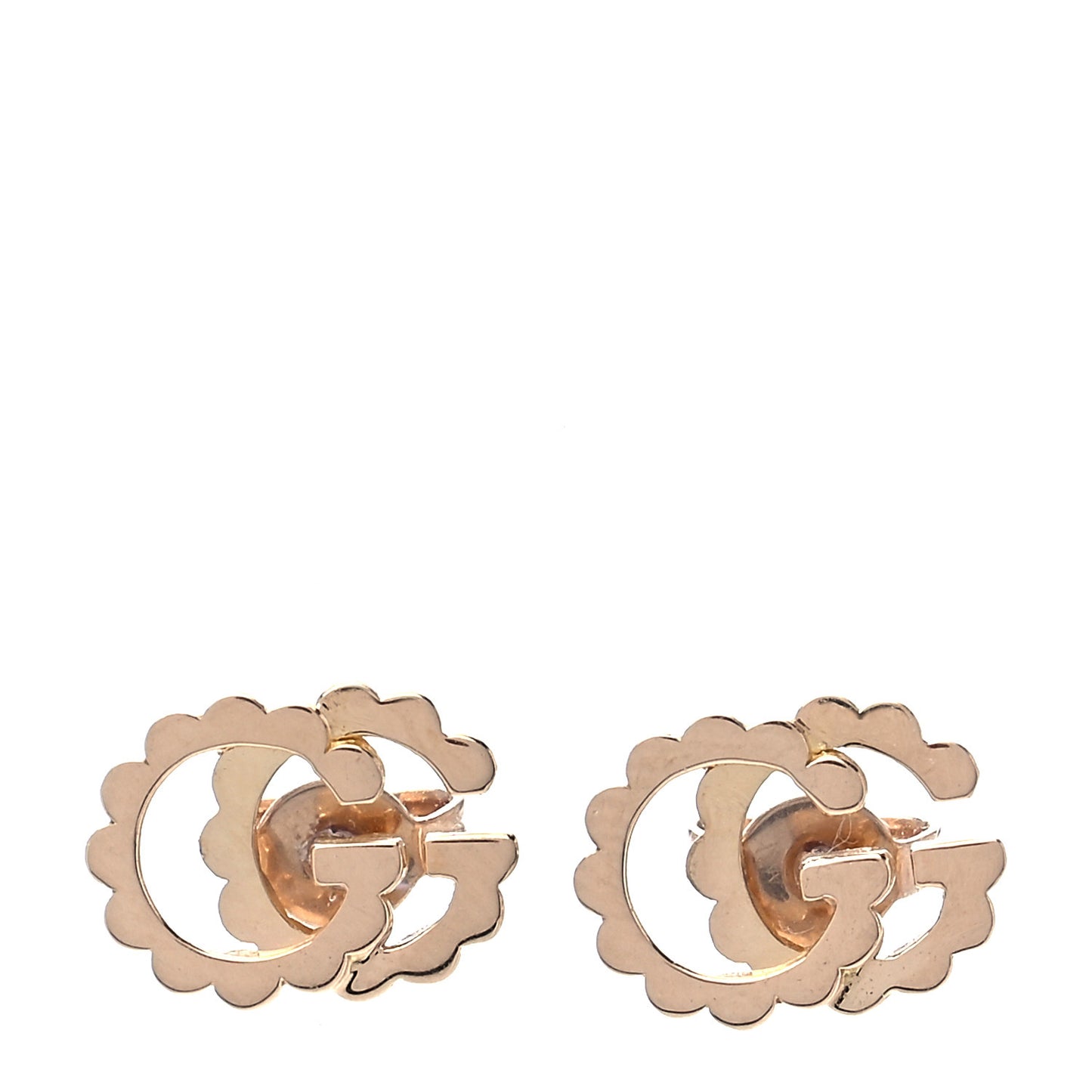 18K Yellow Gold Running G Scalloped Stud Earrings