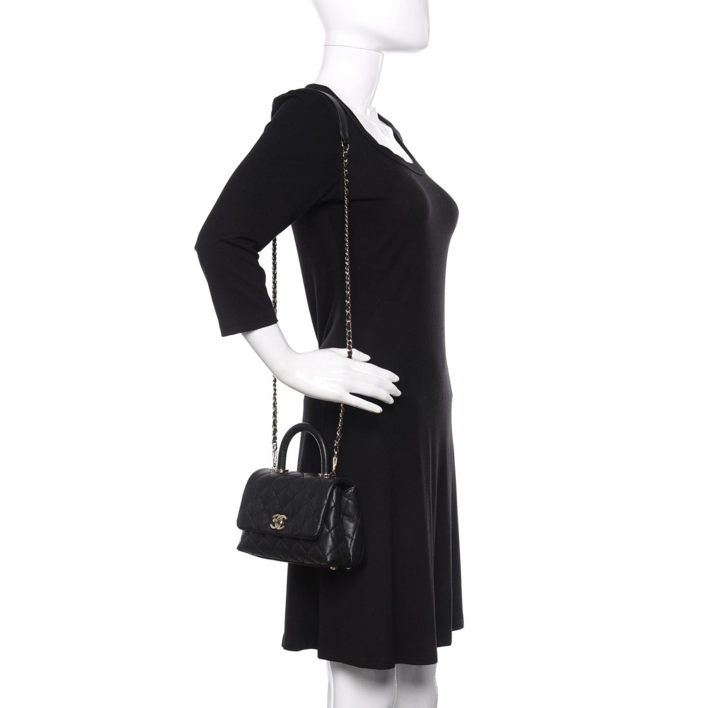 Caviar Quilted Extra Mini Coco Handle Flap Black